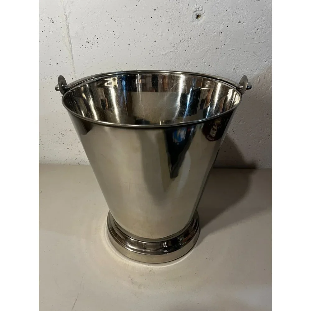 Restoration Hardware Stainless Chrome Champagne Chiller Ice Bucket 12